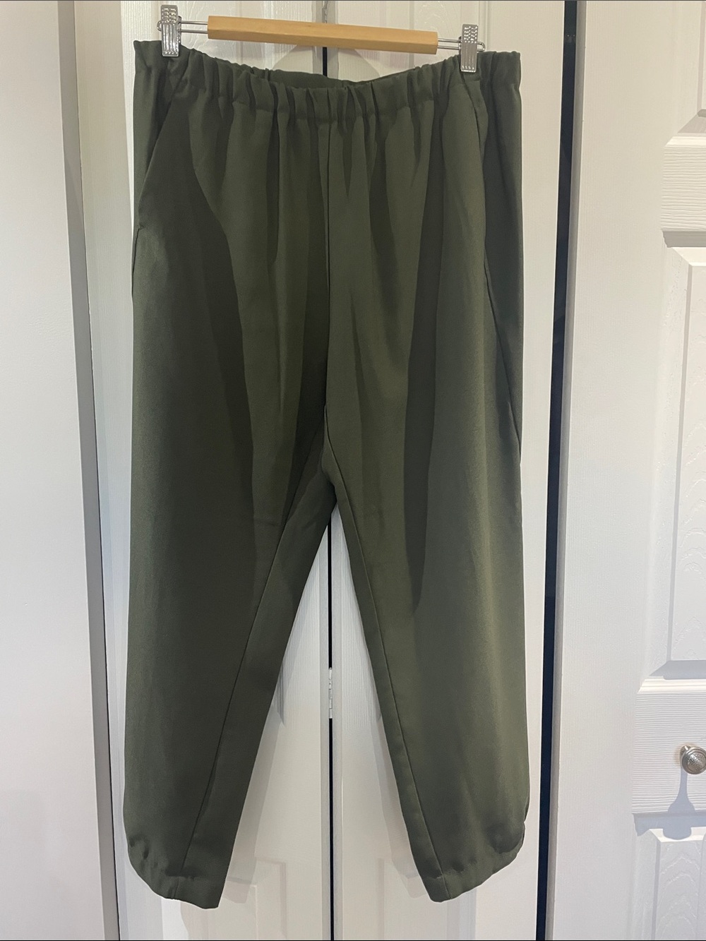 BCBGeneration Olive Green Elastic-Waist Pants